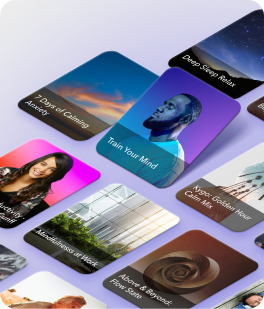 Small 3D tiles showing the Calm app content
