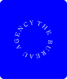 A roundel featuring the text "The Bureau Agency" set in a circle