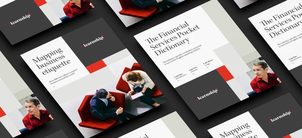 Leaflets showcasing the brand's structured layouts, bold colour palette, logo, typography approach and graded imagery